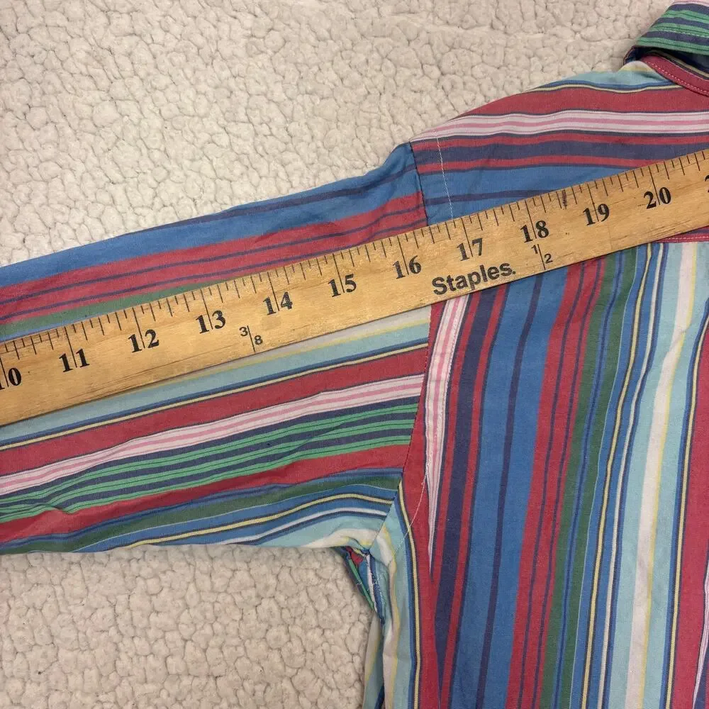 Vintage Ralph Lauren Shirt 7 Boys Multicolor Striped Button Down Pony Youth 90s